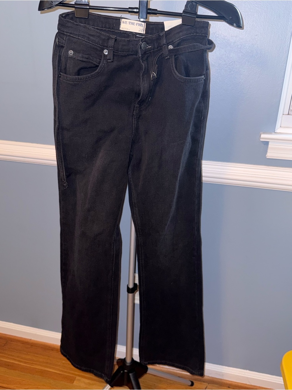 We The Free Free People Sabine Slim Straight Jeans Black Size 28 Belted